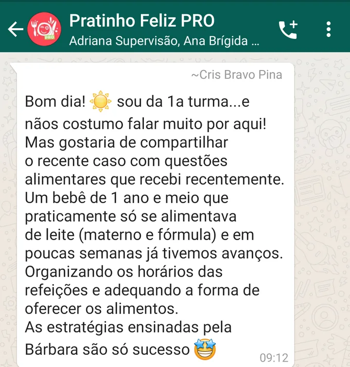 Relato no grupo sobre bebê de 1 ano e meio que só se alimentava de leite